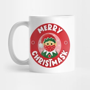 Merry Christmask II - Mask Wearing Elf - White Mug
